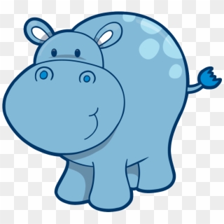 Drawing Hippopotamus Cute - Blue Hippos Cartoon Clipart