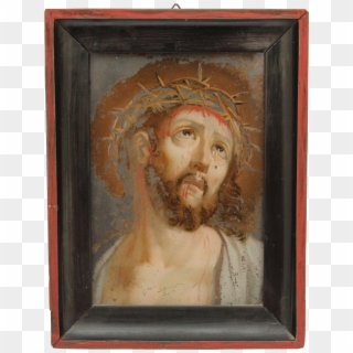 19th Century Reverse Glass Painting Of Jesus With The - Painting Clipart