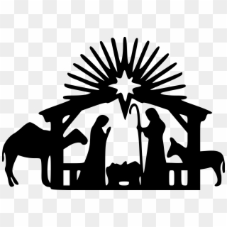 Christmas-manger3 File Size - Christmas Nativity Scene Clipart Black And White - Png Download