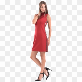 Short Dress With A Collar And A Vertical Line - Photo Shoot Clipart