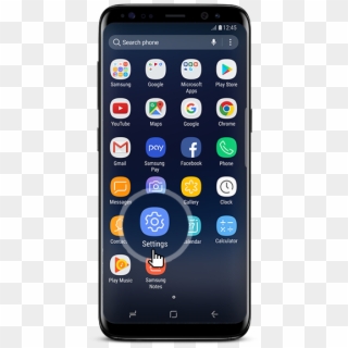 Front View Of Galaxy S8 Midnight Black With 'settings' - Touchwiz Home 5.1 47 Clipart