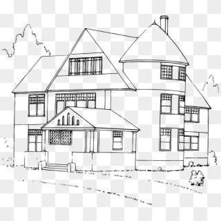 White House Black And White Drawing - Black And White Clip Art Of House - Png Download