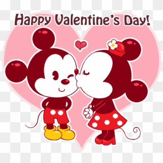 Mice Clipart Valentine - Happy Valentines Day Mickey And Minnie - Png Download