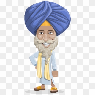Vector Elderly Indian Male Character - India Male Cartoon Clipart