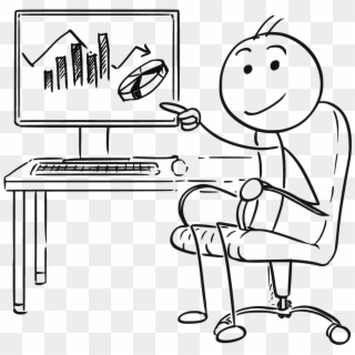 Man Pointing At Screen Charts - Man With A Computer Drawing Clipart