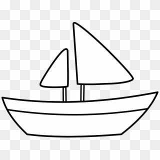 Simple Sailboat Coloring Page - White Clipart Boat - Png Download