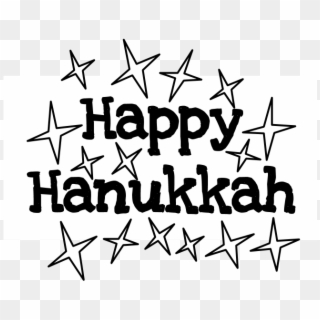 Happy Hanukkah, Black Letters, Black And White Stars, - Calligraphy Clipart