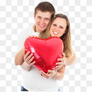Download Young Couple Holding A Red Heart Pillow Png - Love Couple Pic Png Clipart