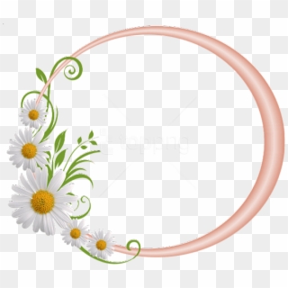 Free Png Best Stock Photos Cream Round Frame With Daisies - Round Flower Frame Png Clipart