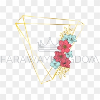 Triangle Wedding Floral Golden Vector Illustration - Vector Graphics Clipart
