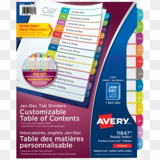 Avery® Ready Index® Customizable Table Of Contents - Flyer Clipart