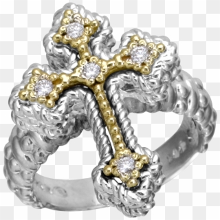 Vahan Sterling Silver And 14k Yellow Gold Cross Ring - Engagement Ring Clipart