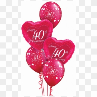 Ruby 40 Wedding Anniversary Balloon Display - Happy 40th Anniversary Clipart
