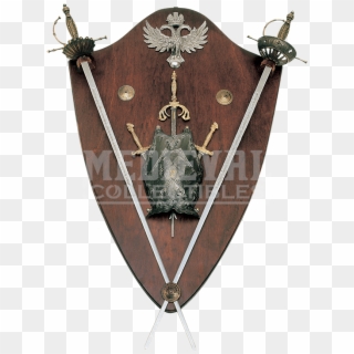 Medieval Display Plaque With Miniature Swords And Armour - Shield Clipart
