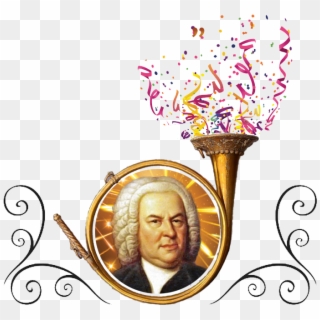 Bach In Horn Wconfetti & Ornaments-png - Johann Sebastian Bach Clipart