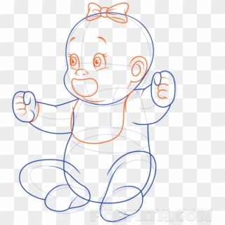 Crib Drawing Baby Soother - Baby Body Drawing Clipart