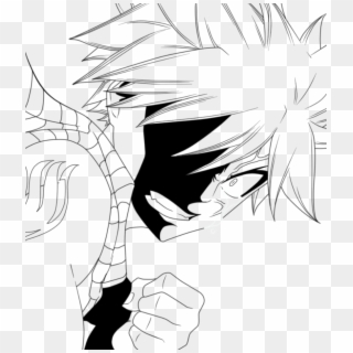 Fairy Tail Cry - Natsu Black And White Clipart