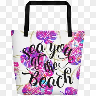 Sea You At The Beach Palm Leaf Beach Tote Clipart