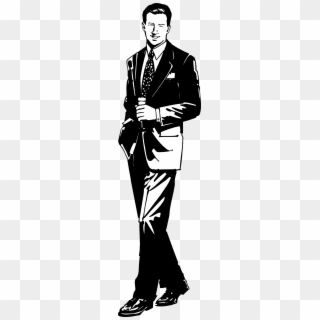 Male Clipart Handsome Man - Man In Suit Clipart Black And White - Png Download