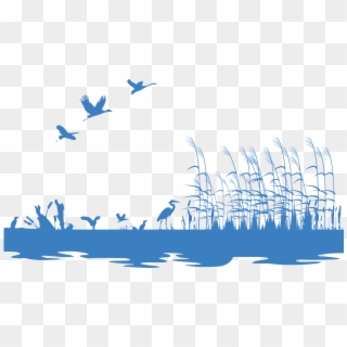 Wetland Silhouette Illustration Grass Painted Of Animals - Wetland Silhouette Clipart