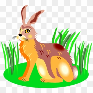 Free Rabbit Clipart - Rabbit Eating Grass Cartoon - Png Download