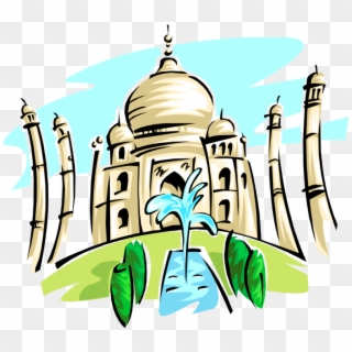 Vector Illustration Of Taj Mahal Marble Mausoleum On - Taj Mahal Clip Art Png Transparent Png