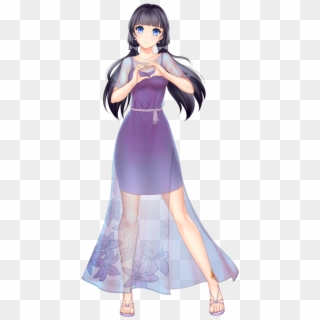Anime Girl With Black Hair Long Hair Two Braids Himari - Anime Girl With Black Hair And Purple Eyes Clipart