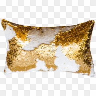 White And Gold Sequin Pillow - Sequin Pillow Transparent Png Clipart