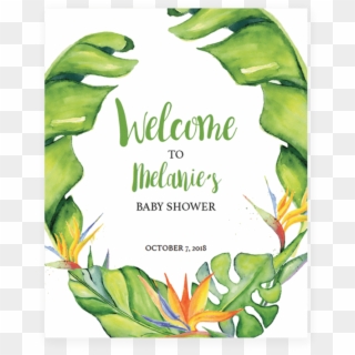 Banana Leaf Shower Welcome Sign Printable By Littlesizzle - Watercolor Painting Clipart
