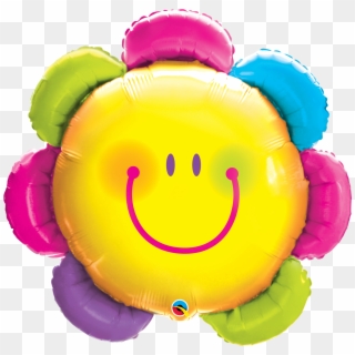 Funny Face Flower Foil Balloon 32" - Smiley Flower Balloon Clipart