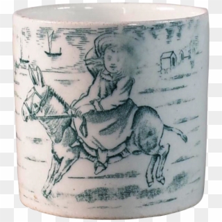 Victorian Cup Of Girl On Donkey - Burro Clipart
