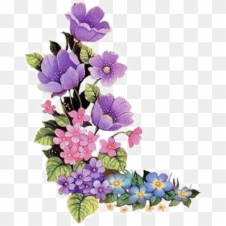 Purple Floral Border Free Png Image - Transparent Purple Flowers Png Clipart
