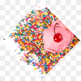 A Scoop Of Bright Pink Ice Cream Melts Into Candy Sprinkles - Pink Ice Cream Sprinkles Clipart