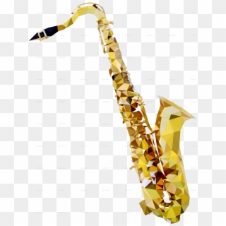 Saxophone Vector Png - Low Poly Music Instrument Clipart