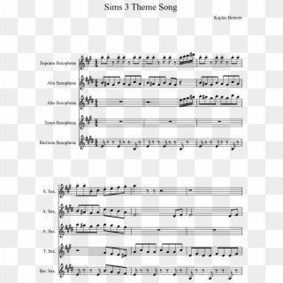 Sims 3 Theme Song Saxophone Quintet Sheet Music For - Eminem Like Toy Soldiers Piano Clipart