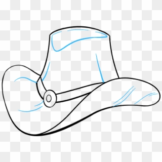 Drawing Cowboys Line - Cowboy Hat Drawing Easy Clipart