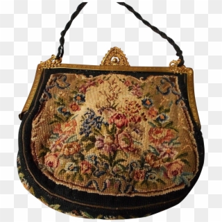 Antique German Petit Point Bag With Filigree Frame, - Handbag Clipart
