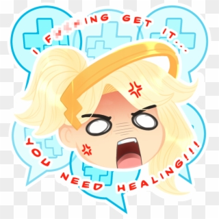 [ Overwatch ] Angry Mercy Sticker • Heckin Bear's Heckin - Cartoon Clipart