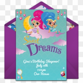 Shimmer And Shine Sleepover Online Invitation - Fictional Character Clipart