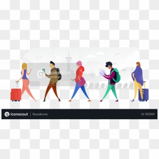 Many Nationalities Walking Across With Their Bags Illustration - Illustration Clipart