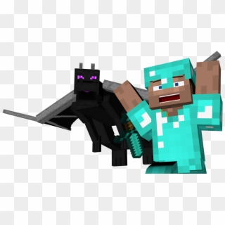 Steve Is Getting Chased By A Enderdragon - Minecraft Clipart