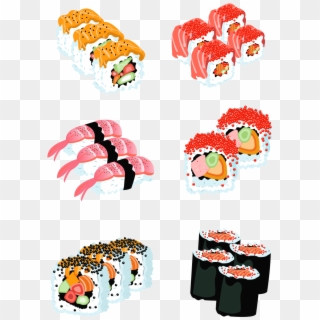 Food Element Design Cartoon Sushi Png And Vector Image - Illustration Clipart