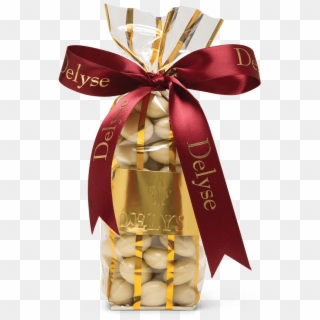 White Chocolate Praline Almonds Gold Bag Red Ribbon - Gift Wrapping Clipart