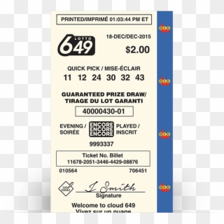 Winning Customer Receipt - Lotto 649 Clipart