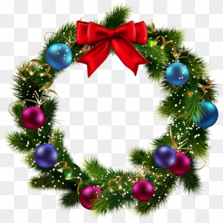 Transparent Christmas Decorated Wreath Clipart 3d - Transparent Background Christmas Wreath Png