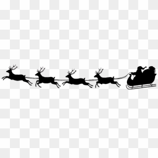 Christmas Silhouettes Banner Black And White Download - Santa Claus Reindeer Png Clipart