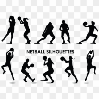 Netball Player Silhouettes Vector - Netball Silhouette Clipart