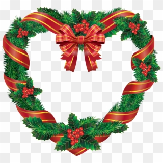 Heart Christmas Wreath Transparent Png - Christmas Heart Wreath Clipart