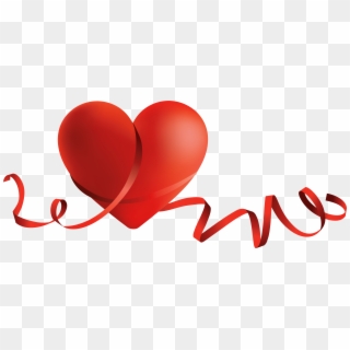 Transparent Red Heart With Bow Png Clipart