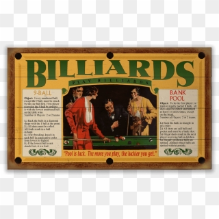 Billiard Room Rules Sign Old Wood Signs - Flyer Clipart